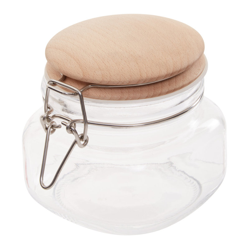 Glass Jar, 11cm H x 11cm W x 11cm D , Clear/Brown