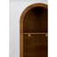 Grande bibliothèque de coin arquée avec porte à volets, vitrine d'angle étroite en bois, support de rangement de coin autoportant pour salon, chambre à coucher, petit espace, brun noyer