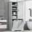 Bathroom Storage Cabinet With Doors And Drawers, Tilt-Out Laundry Hamper, Multiple Storage Space, Freestanding Style, Open Shelve, Adjustable Shelf, Gray-1339326566