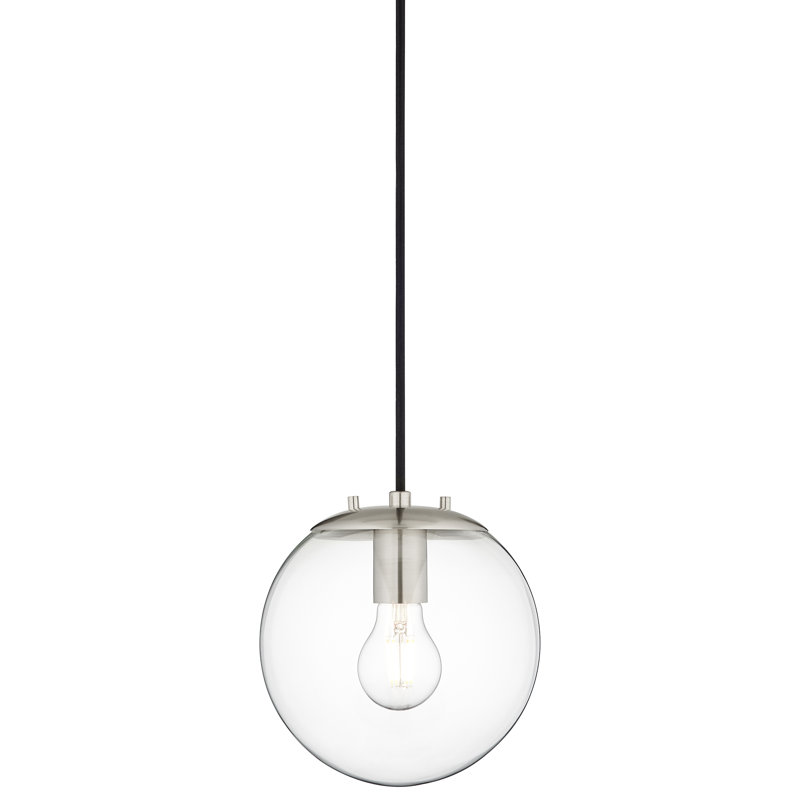 Luminaire suspendu sphérique 1 lumière Casiyah, Nickel brossé, Transparent