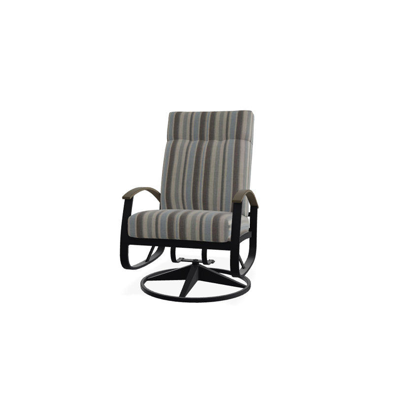 Chaise berçante pivotante réglable avec coussins Askar, Aperçu de nuage, Bois de plage P40, Noir texturé
