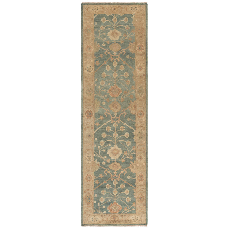 Oushak Oriental Hand-Knotted Wool Medium Blue/Green Area Rug