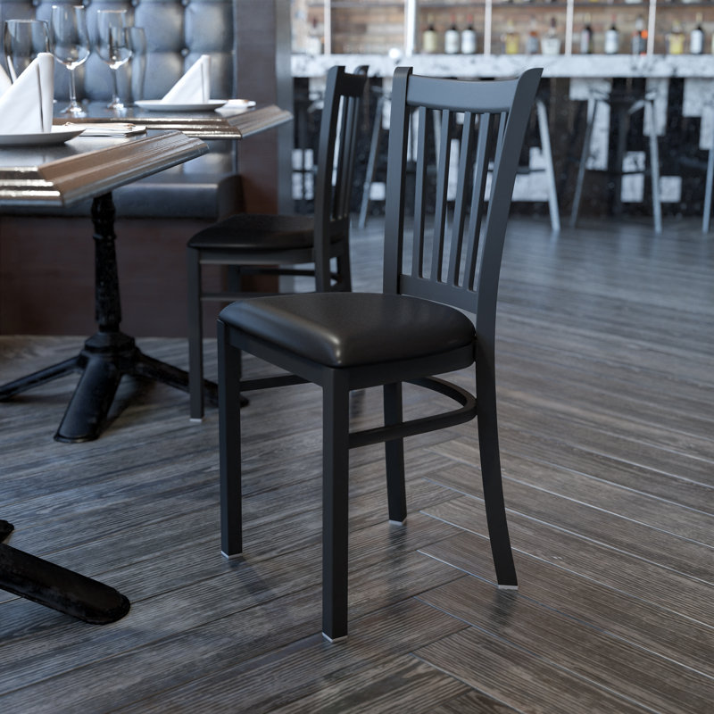 Hercules Prompton Vertical Back Metal Restaurant Chair, Black, 1