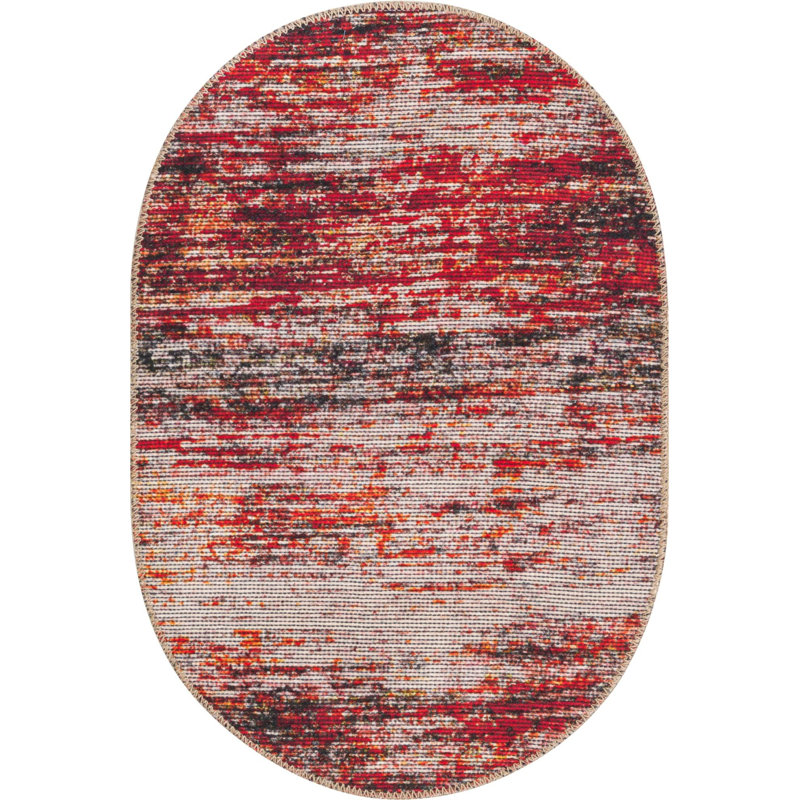 Tapis contemporain de couleur rouille Ikhasa, Ovale 2 pi x 3 pi