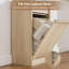 Meuble de rangement basculant de style ferme pour panier à linge - Rangement simple en bois avec tiroir et panier - Organisateur dissimulé pour linge ou poubelle - Utilisation salle de bain et cuisine - Couleur bois naturel, meuble simple