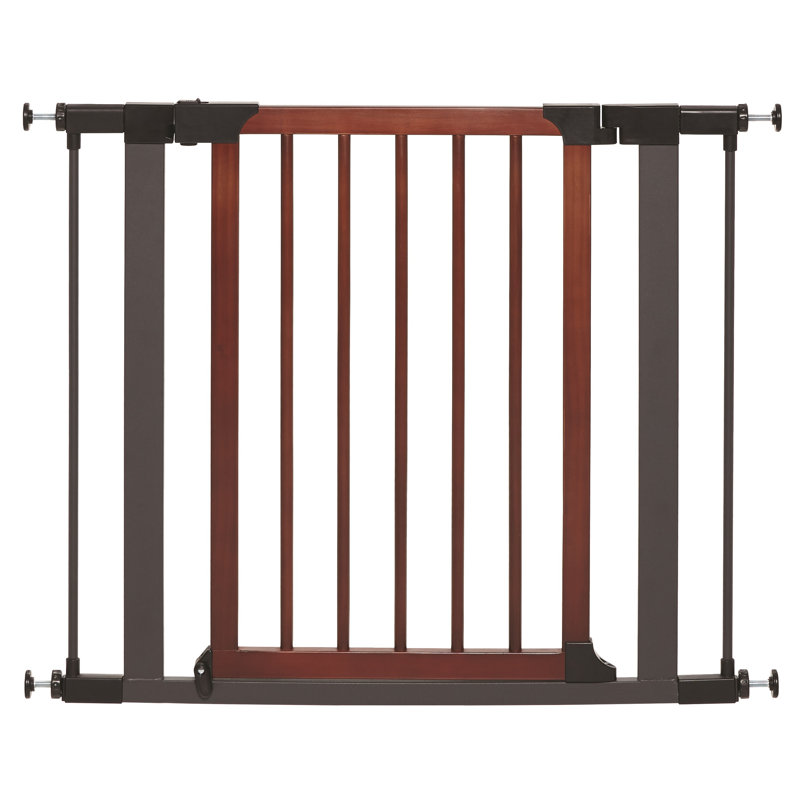MidWest Homes for Pets Steel Pet Gate w/ Textured Graphite Frame & Decorative Wood Door, 29" H x 38" W x 0.82" D