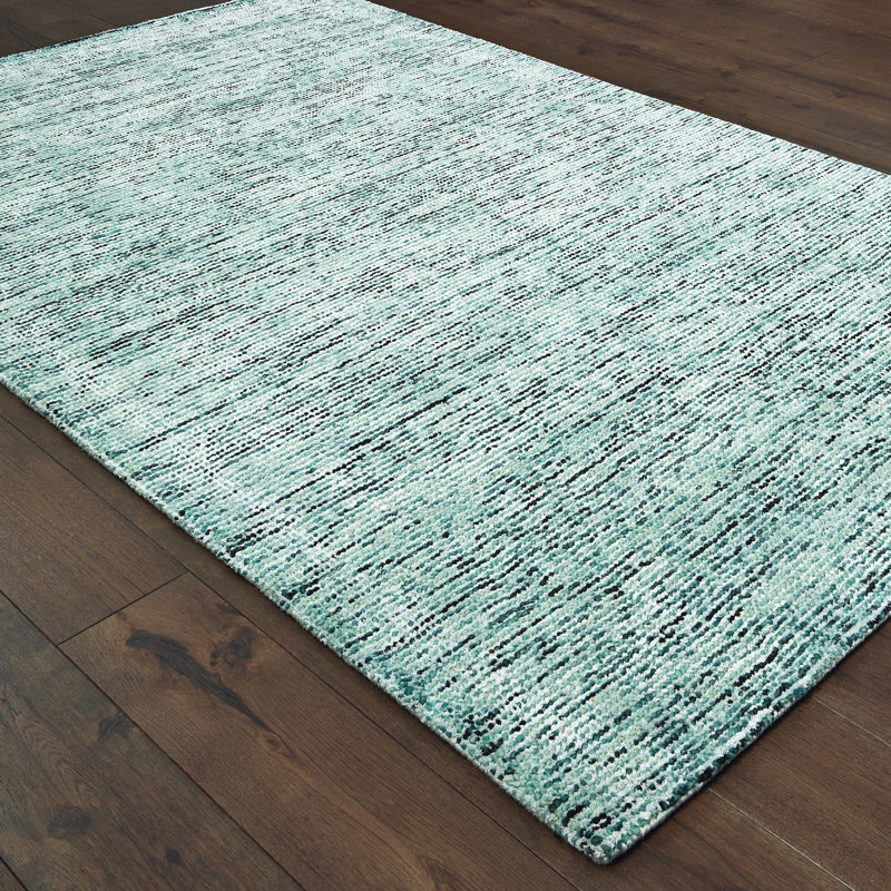 Tapis bleu / sarcelle touffeté à la main Legends, Rectangulaire 8 pi x 10 pi