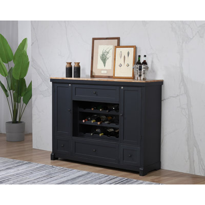 Solid Wood 60" Spirit Cabinet with Wine Rack by August Grove