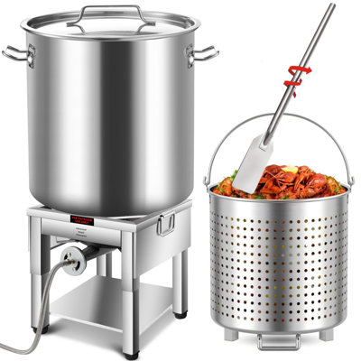 Arc 100Qt Stainless Steel Seafood Boil Pot With 200,000Btu Fortable Propane Burner And 48" Mixing Paddle, Crab Crawfish Boil Pot And Burner For Outdoors Cooking And Steaming