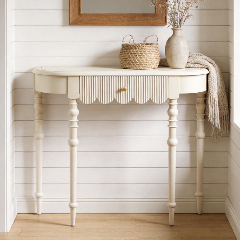 Console 39 "en bois massif, Blanc