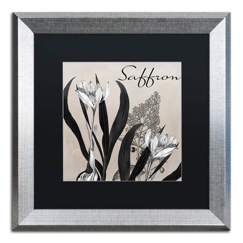 «Flowering Herbs I» par Jadaya, impression encadrée, Noir, H 16 po x l 16 po x P 0,5 po, Cadre argenté