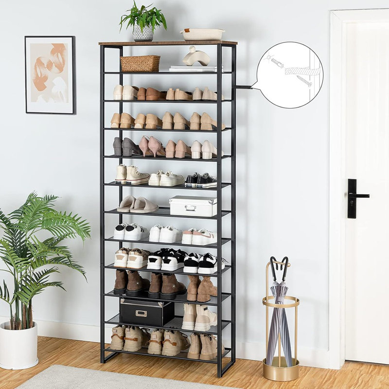 12-tier Shoe Rack, 29.5" L Shoe Storage Organizer, Large Capacity Shoe Shelf For Front Door Entrance, Entryway, Closet, Holds 36-48 Pairs Of Shoes, Closet