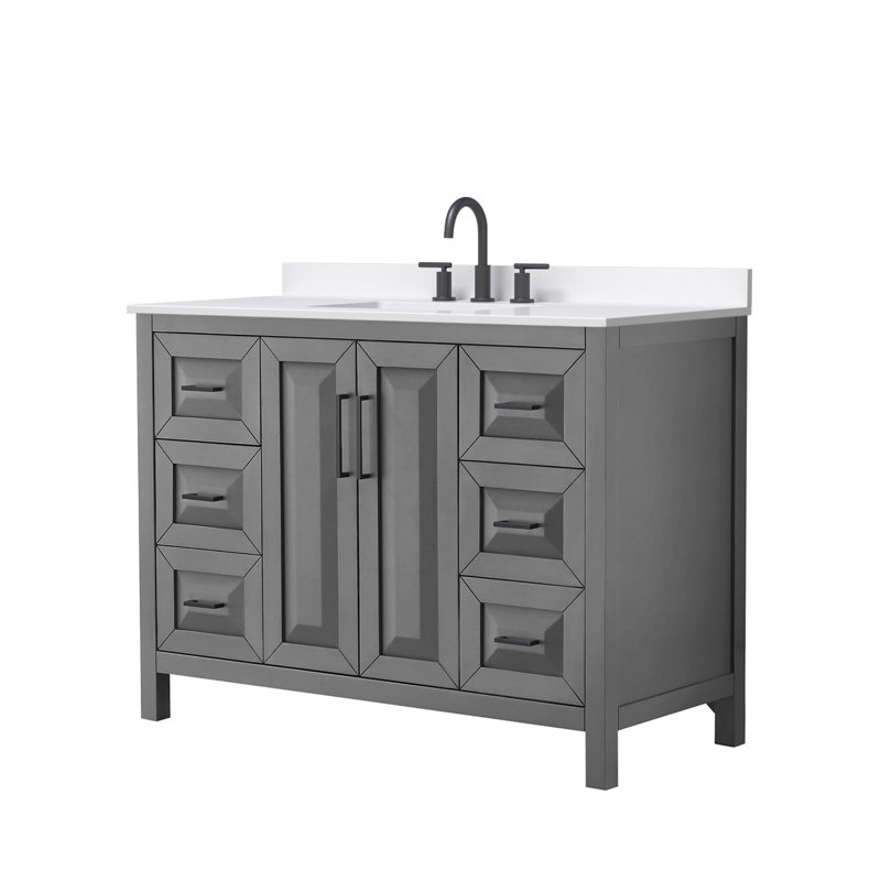 Daria 48'' W Vanity, Gray, Matte Black, Giotto Quartz