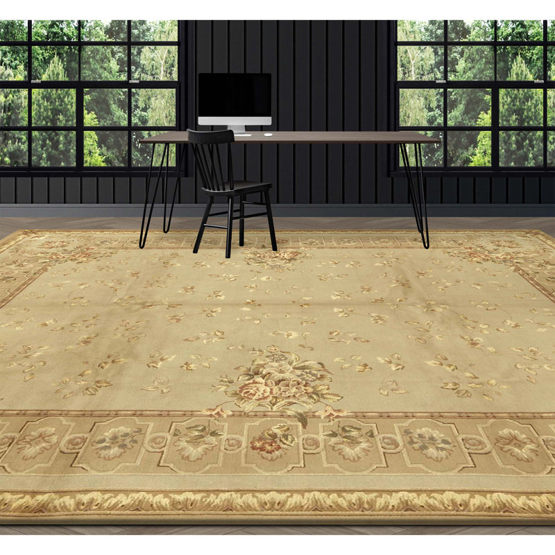 Tapis beige noué à la main de haute qualité