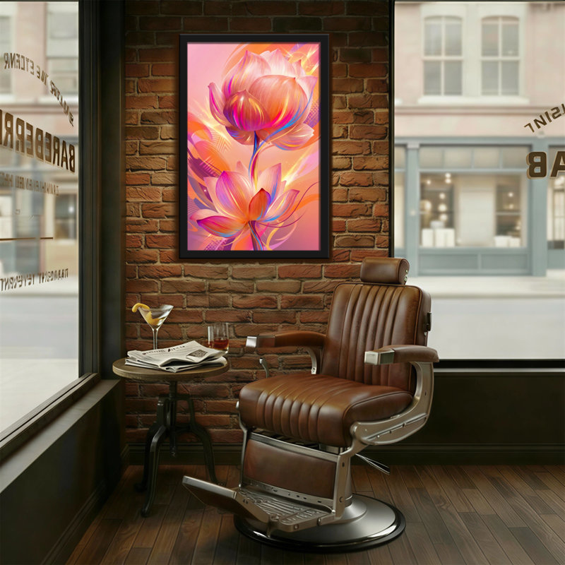 Plantes et fleurs, art floral abstrait, H 24 po x l 36 po