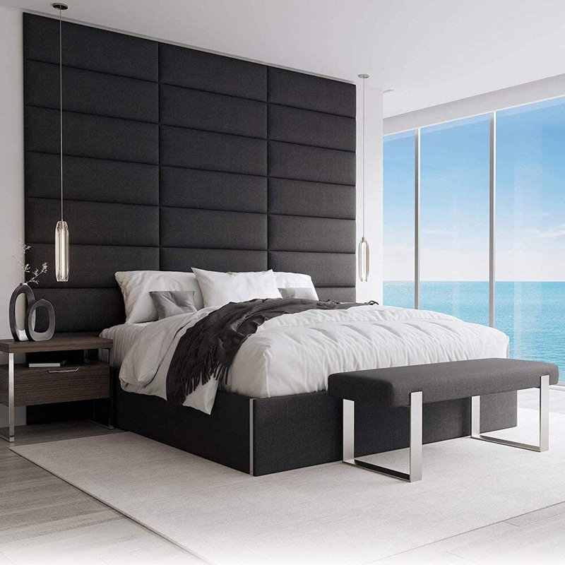 Garen Upholstered Headboard, Weave Steal Black, Super King (6')