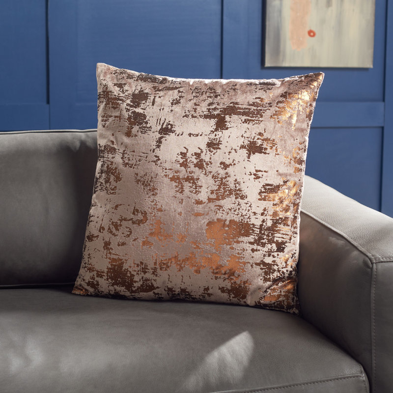 Abstract Cotton Blend Reversible Throw Pillow, 20" x 20", Brown/Copper