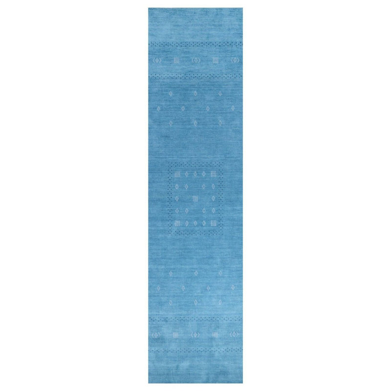 Simi Hand Knotted Cotton/Wool Southwestern Area Rug, Runner 2'6" x 8', Sapphire