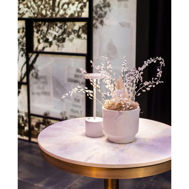 White Cordless Rechargeable LED Outdoor Table Lamp