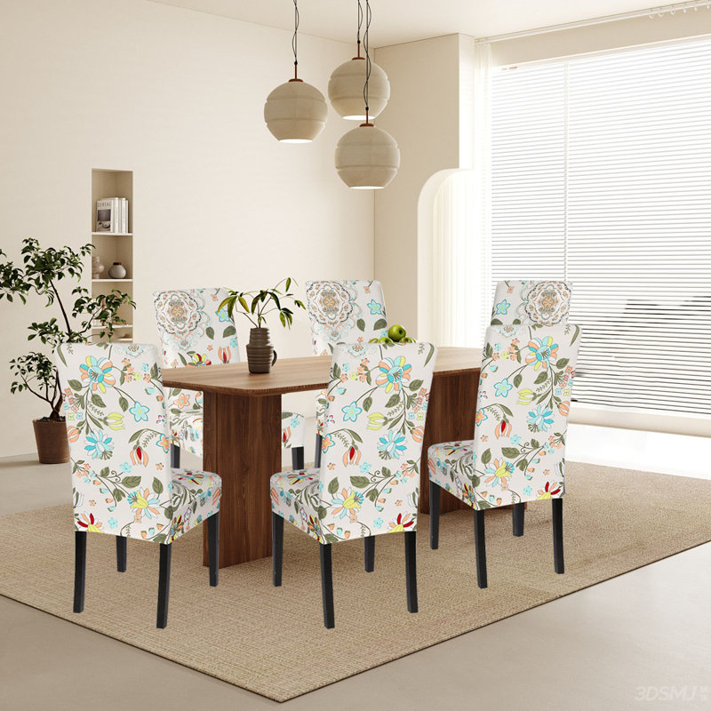 Housse florale pour chaise de salle à manger en polyester
