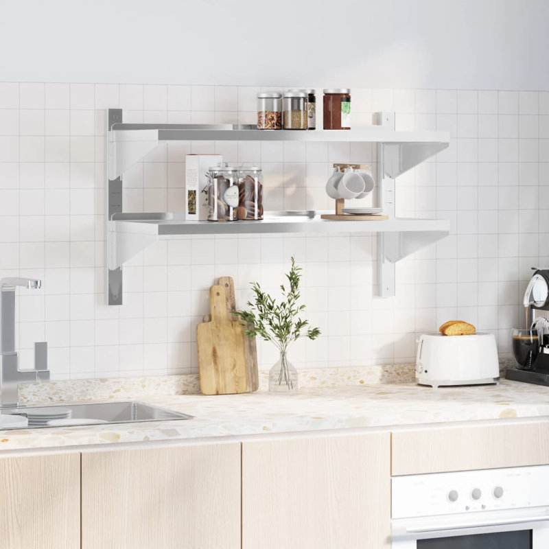 Alisone Stainless Steel Bracket Shelf, 60cm H x 100cm W x 40cm D