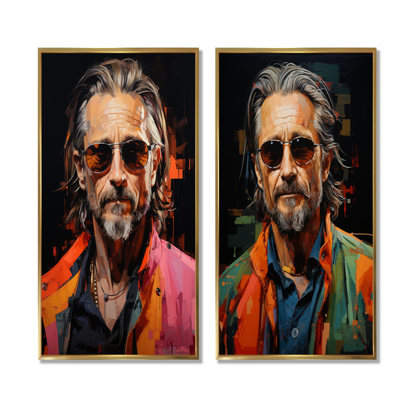 Pop Art Olive Oldman Portrait - Célébrité / Célèbre ensemble d'art mural sur toile 2, Encadrement doré, H 28 po x l 25 po
