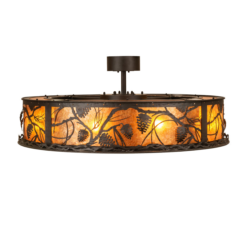 56" Wide Whispering Pines Chandel-Air, Oil Rubbed Bronze, 9.5" H x 44" W x 44" D