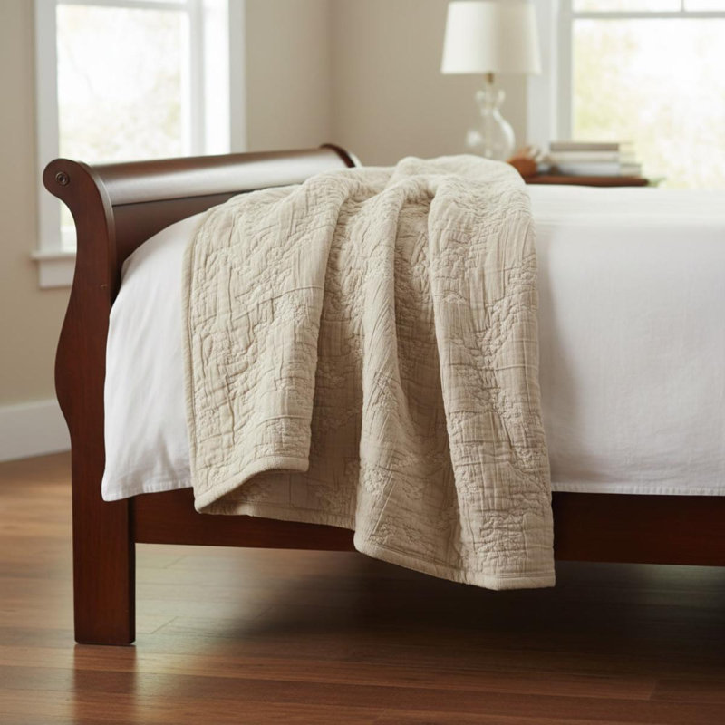1 jeté en coton jacquard 50x70" (1 pièce), lin, Lin