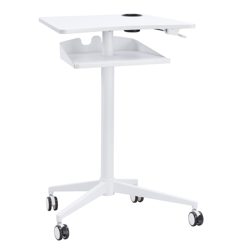 Safco Products 1944NA Vum Pneumatic Height-adjustable Stand-up Mobile Workstation, White