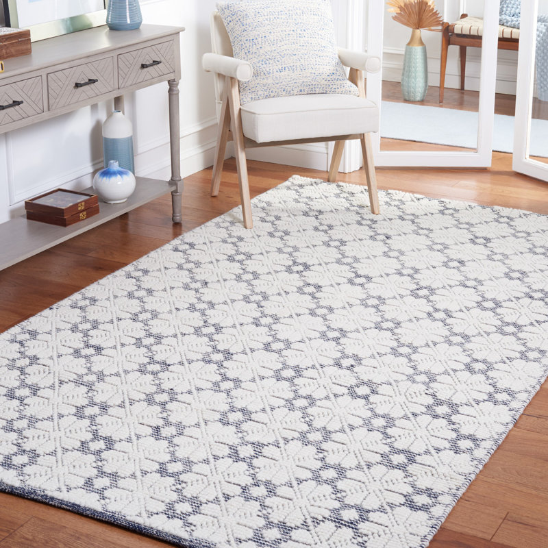 Vermont Hand Woven Wool Geometric Rug, Round 6'