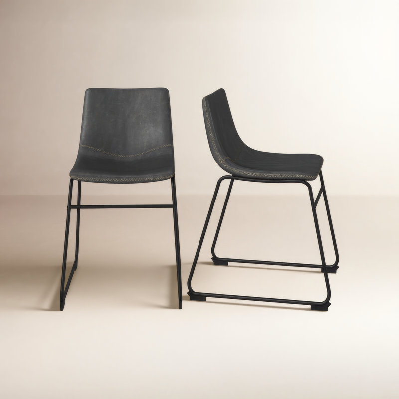 Nia Vegan Leather Side Chair, Black, Black Vegan Leather