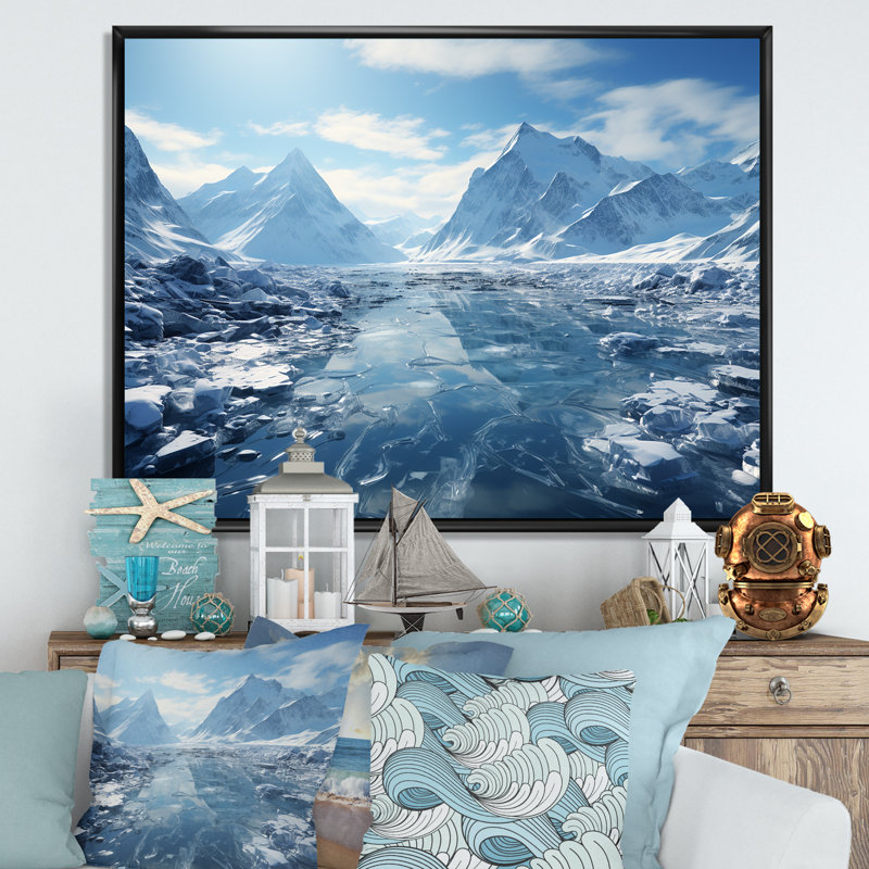 «Glacial Scenery in Canada», reproduction sur toile, Cadre flottant noir, H 30 po x l 40 po x P 1,5 po