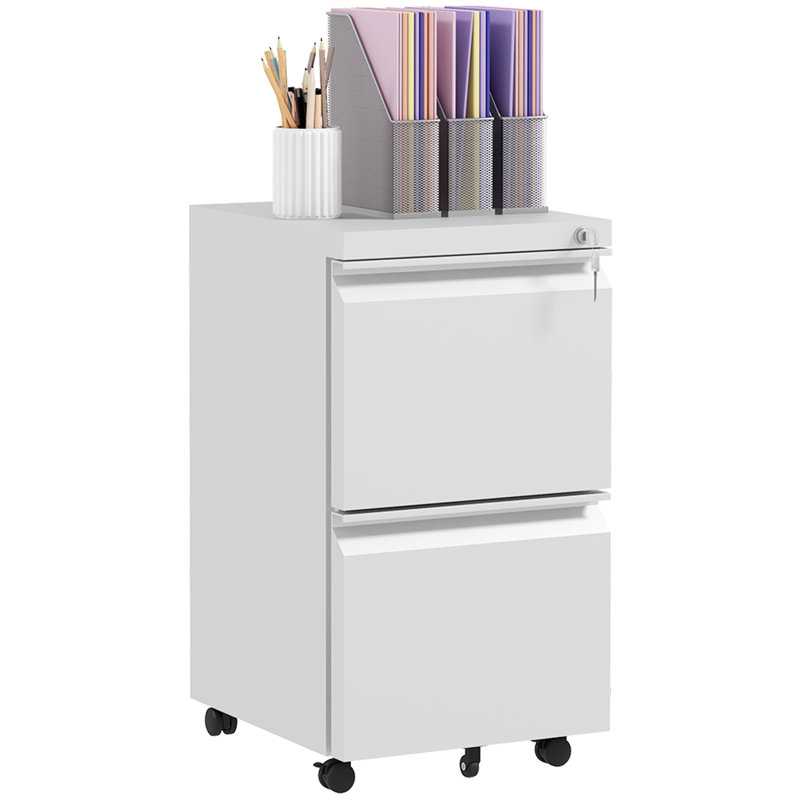Milayna 37cm Wide 2 -Drawer Mobile Steel File Cabinet, White
