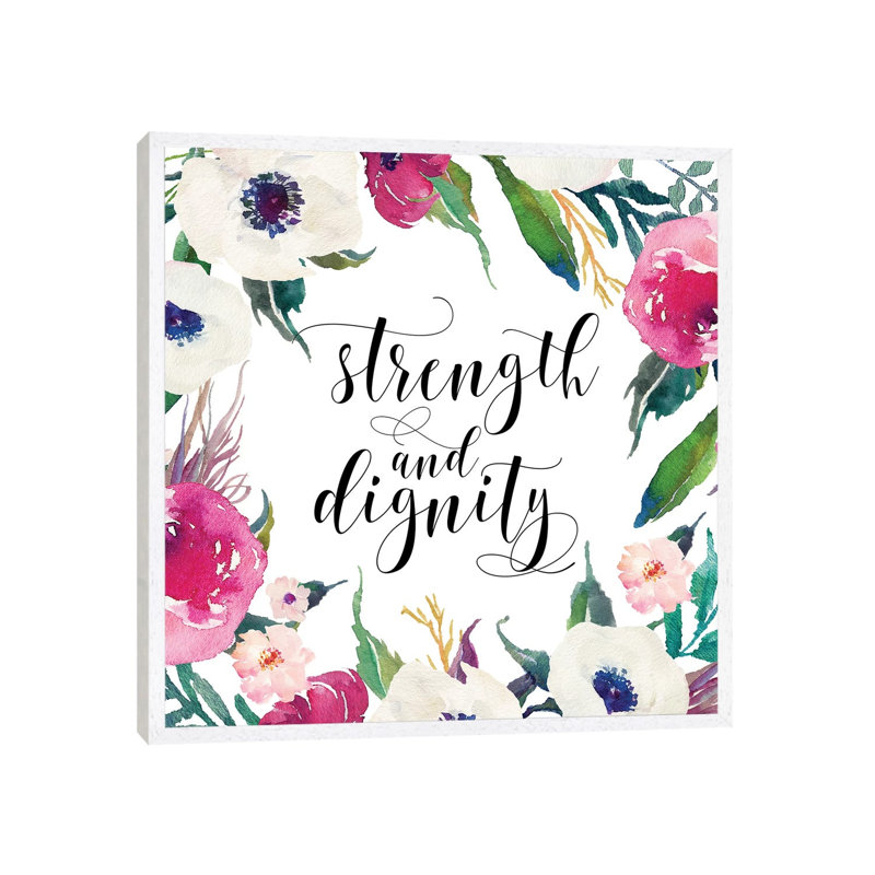Strength And Dignity, Proverbs 31:25 - Print on Canvas, White Framed, 66.04cm H x 66.04cm W x 3.81cm D