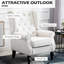 Siège élégant, blanc crème, rehaussant le décor de la pièce, fauteuil blanc crème avec capitonnage profond, pieds, pour la maison