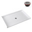 72 po. X 36 po. Base de douche en alcôve en acrylique blanc brillant avec drain central, drain inclus-114639121
