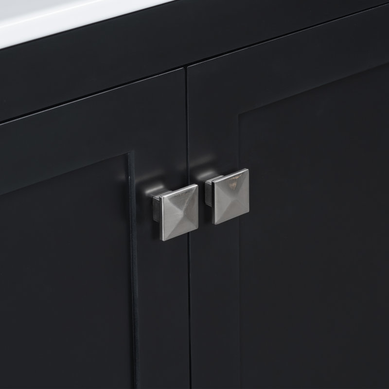 30.02'' Single Bathroom Vanity with Ceramic Top, Black