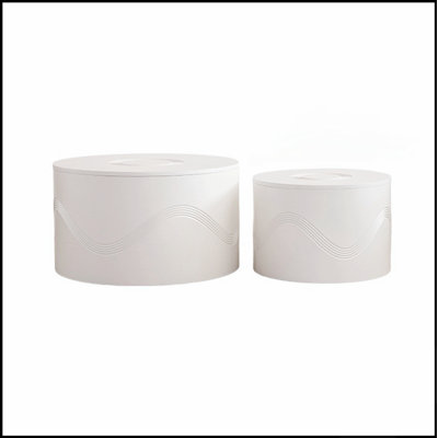 Ensemble de 2 tables basses rondes avec rangement dissimulé - Tables d'appoint modernes en MDF ondulé peint pour petits espaces, entièrement assemblées