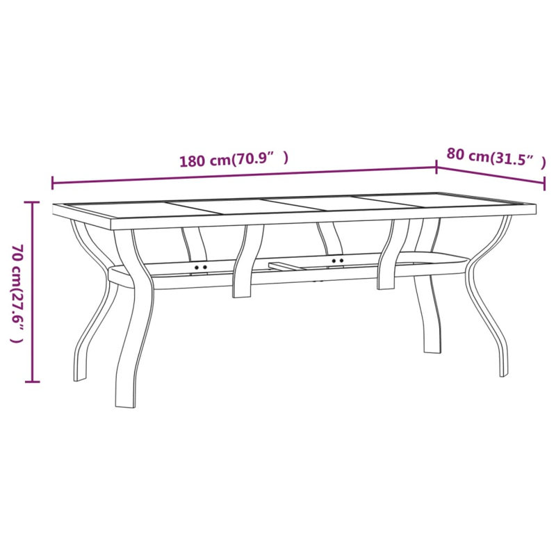 Haverstraw Dining Set, Black, 8, 27.6" H x 70.9" W x 31.5" D