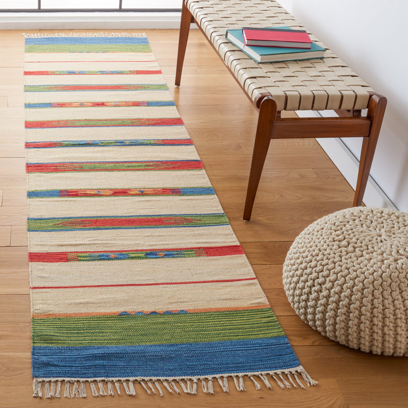 Barela Hand Woven Cotton Southwestern Rug, Runner 2'3" x 9'