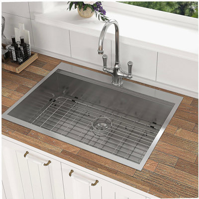 30 Drop In Kitchen Sink -  30 inch Kitchen Sink Topmount Ledge Workstation 16 Gauge Stainless Steel Single Bowl Kitchen Sink