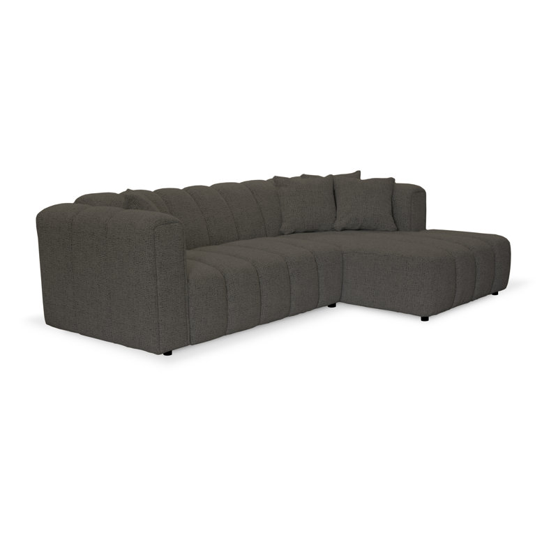 3 Seater Corner Sofa, Right Hand Facing, Polyester - Brown