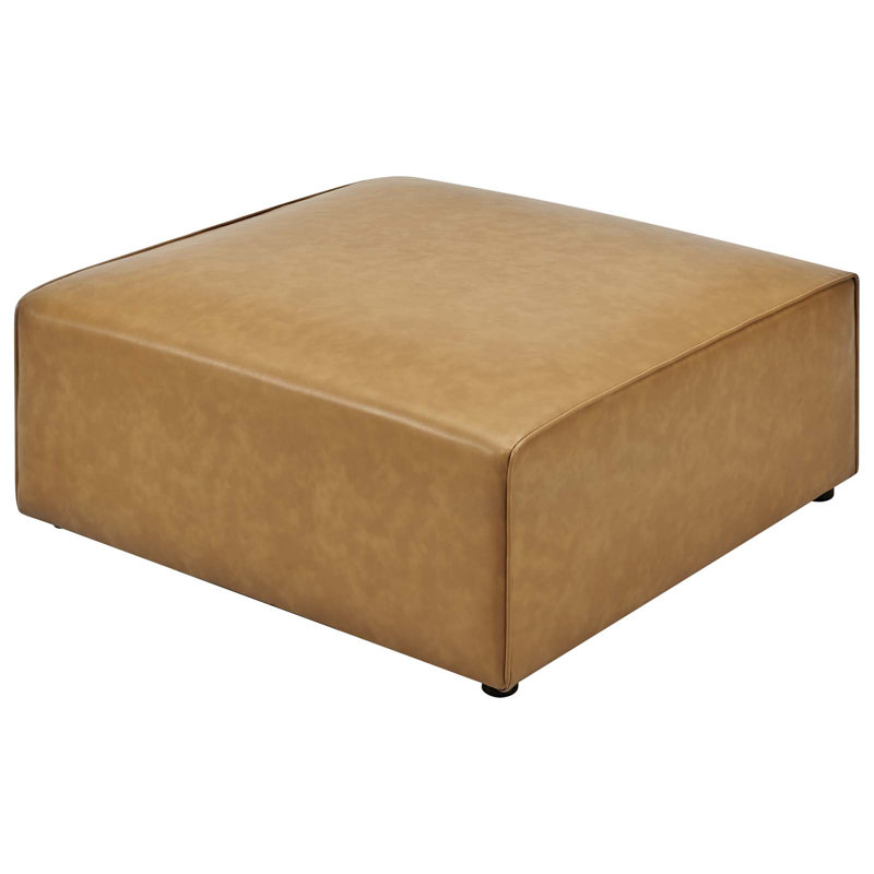 Repose-pieds en velours gris Mingle Performance, Simili cuir brun clair