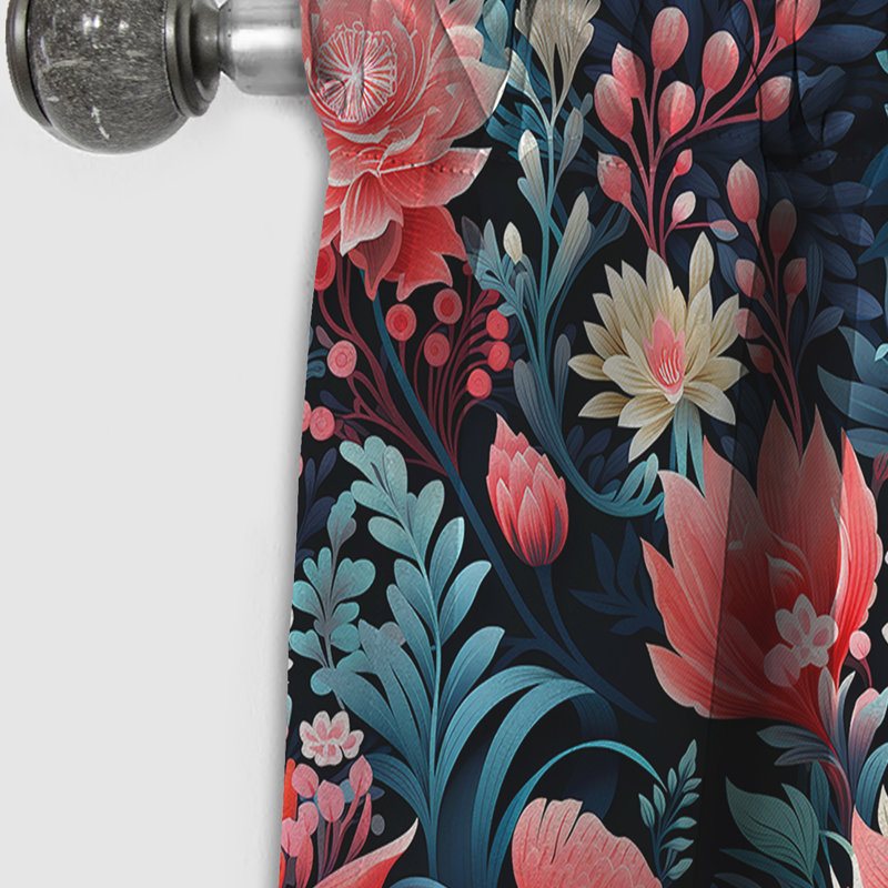 Corail Twilight Iv Tropical Motif III - Rideau floral - Rideau occultant floral - 1 panneaux, L 52 po x L 63 po
