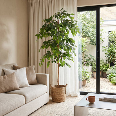 6ft Artificial Ficus Tree with Natural Trunk for Indoor Outdoor Décor
