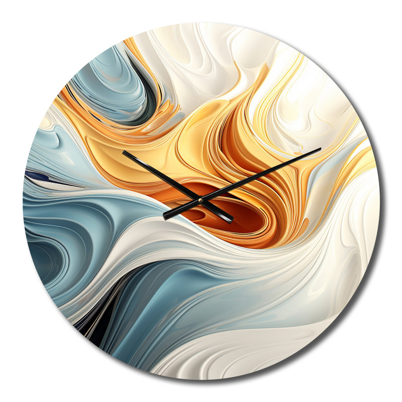 Horloge murale rétro en métal bleu et orange, Petit