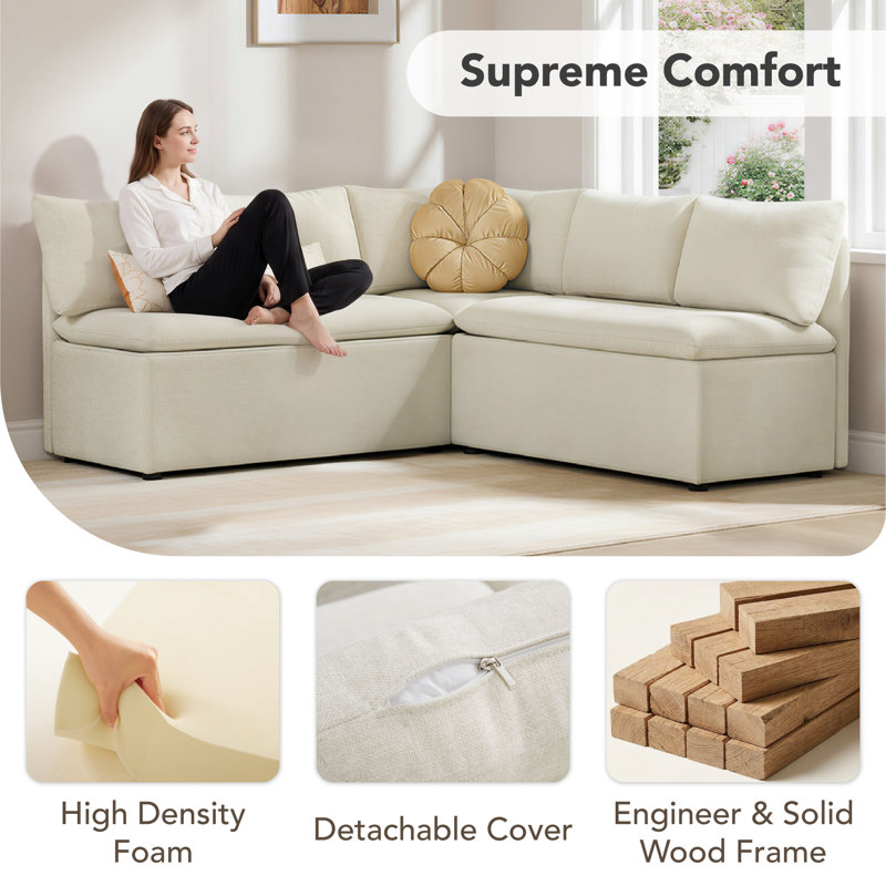 Upholstered Corner Dining Banquette with Storage, Linen