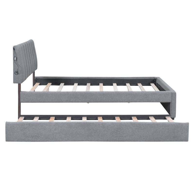 Lit plateforme tapissier Cozy Feeling Grey, Lit double