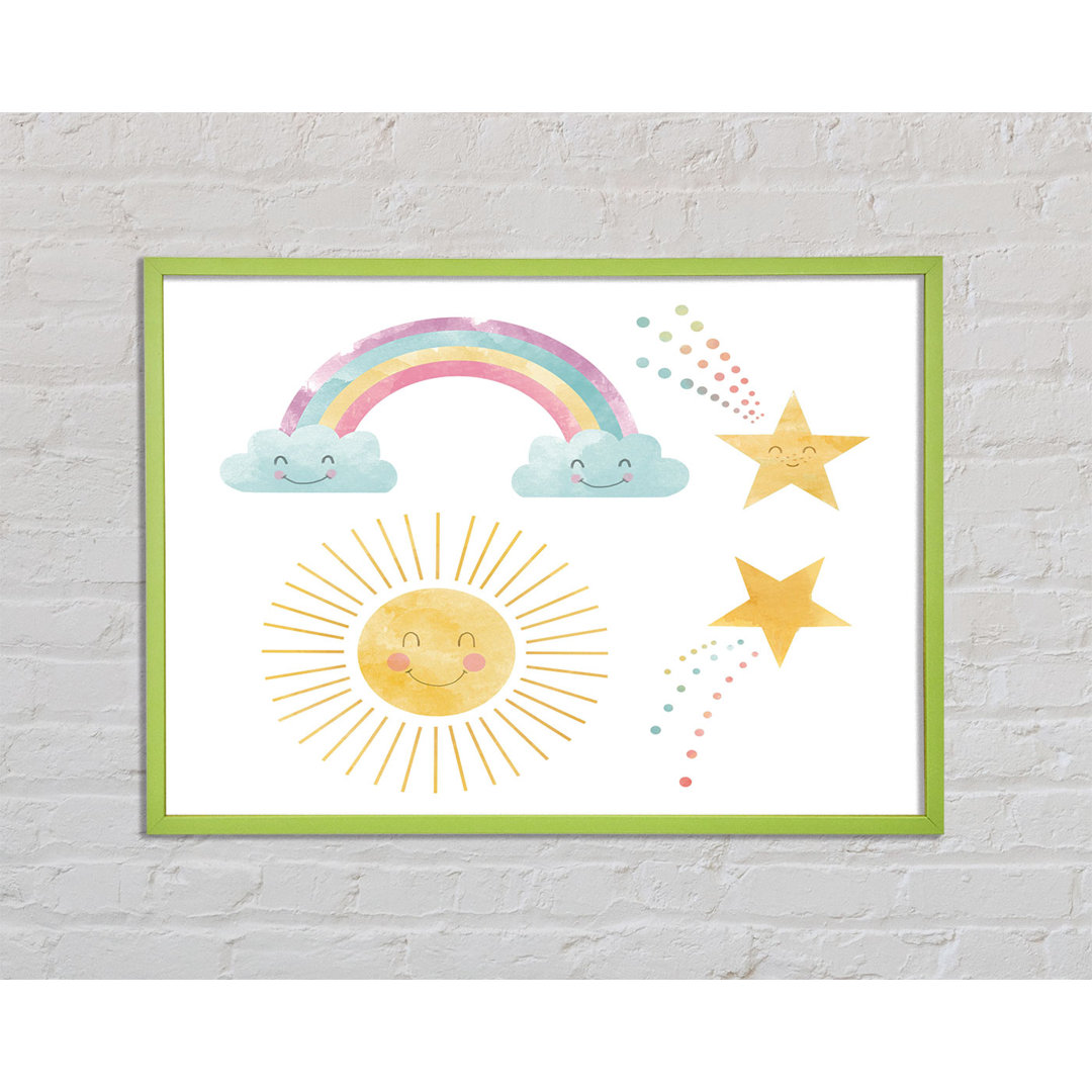 Amoux Happy Rainbow and Clouds - Einzelner Bilderrahmen Kunstdrucke