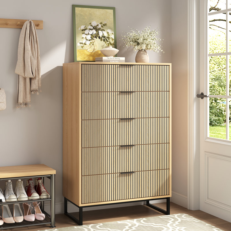 Commode 5 tiroirs moderne, rangement pour chambre à coucher, salon